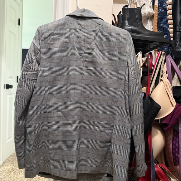 Aqua Gray Plaid Women's Blazer - Picture 4 of 4